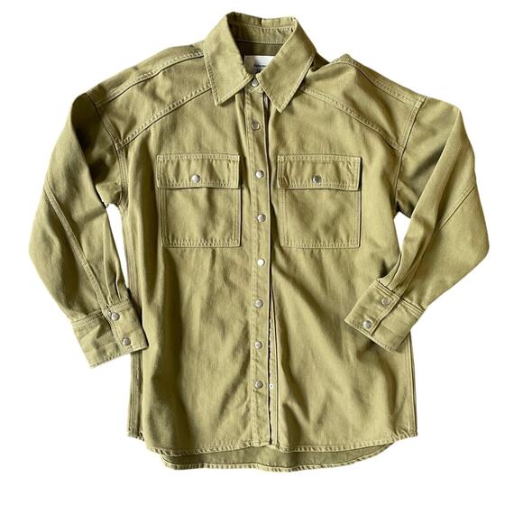 Reformation Jeans Ace Oversized Shirt Jacket in Olive/ Dried Herb  Size Medium - Picture 5 of 9